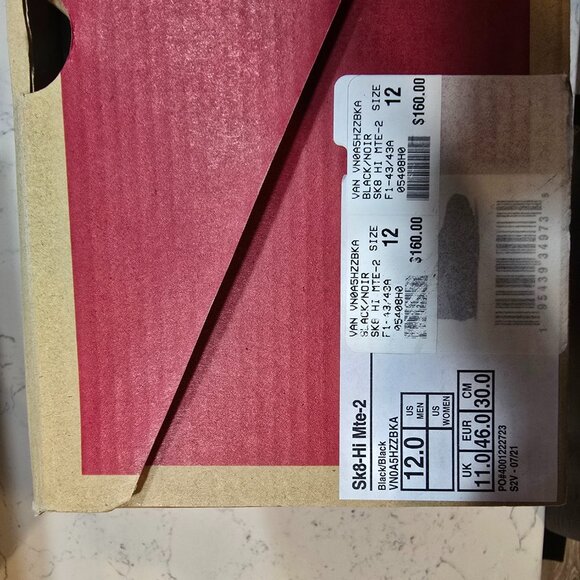 VANS Sk8-Hi MTE 2 All Weather Shoe Black Boots VN0A5HZZBKA Men's Size 12 NEW - Picture 13 of 16